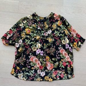 Zara Basic Satin Floral Oversized Blouse